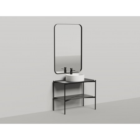 Напольная тумба со столешницей и зеркалом SALINI Grazia 80x74 стальная черная 27G108 Напольная тумба со столешницей и зеркалом SALINI Grazia 80x74 стальная черная 27G108