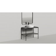 Напольная тумба со столешницей и зеркалом SALINI Grazia 90x74 стальная черная 27G109