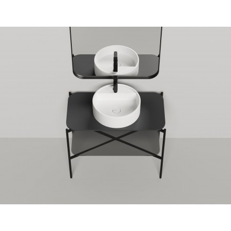 Напольная тумба со столешницей и зеркалом SALINI Grazia 90x74 стальная черная 27G109 Напольная тумба со столешницей и зеркалом SALINI Grazia 90x74 стальная черная 27G109