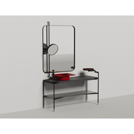 Напольная тумба со столешницей и зеркалом SALINI Ninfea 140x74 стальная черная 27N114 Напольная тумба со столешницей и зеркалом SALINI Ninfea 140x74 стальная черная 27N114