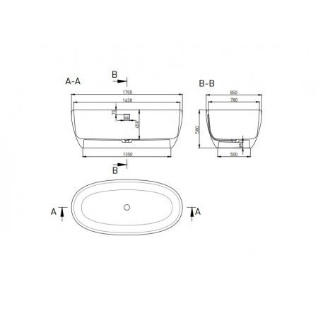 Ванна отдельностоящая матовая 170x85 SALINI LUCE 100121MRF Ванна отдельностоящая матовая 170x85 SALINI LUCE 100121MRF