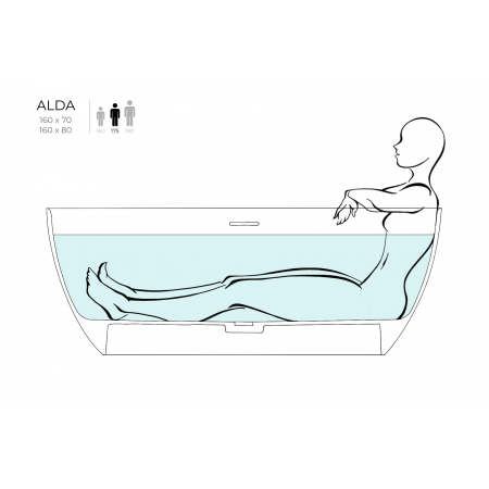 Ванна каменная отдельностоящая матовая 160х70 SALINI ALDA 101924MRF окрашена по RAL Ванна каменная отдельностоящая матовая 160х70 SALINI ALDA 101924MRF окрашена по RAL