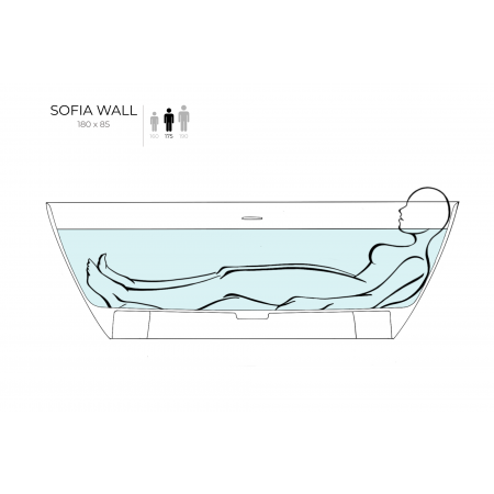 Ванна каменная пристенная матовая 180x85 SALINI SOFIA WALL 102523MRF окрашена по RAL Ванна каменная пристенная матовая 180x85 SALINI SOFIA WALL 102523MRF окрашена по RAL