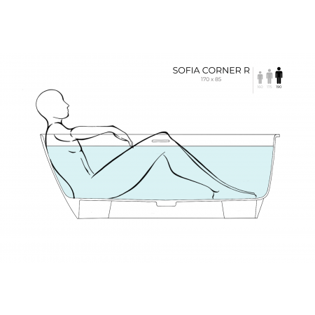 Ванна пристенная угловая глянцевая 170x85 SALINI Sofia Corner R окраска снаружи 102514GRH Ванна пристенная угловая глянцевая 170x85 SALINI Sofia Corner R окраска снаружи 102514GRH